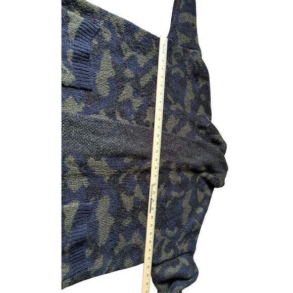 Anthropologie Jensen Cardigan size L Green Blue Open Front Camo Open Front - Picture 8 of 12